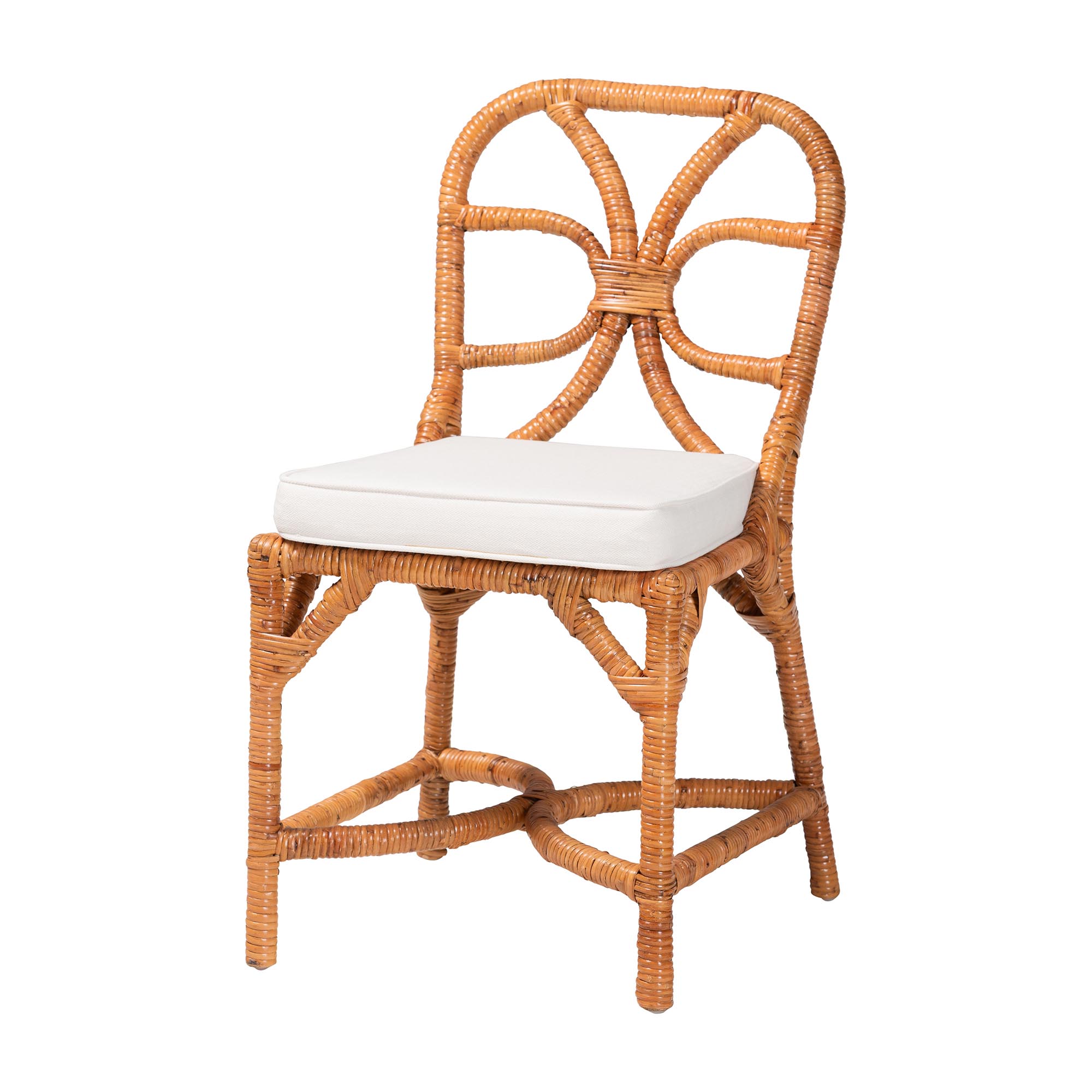 bali & pari Alondra Natural Rattan Dining Chair - Handwoven Wicker Side Chair with Removable Cushion, Coastal Boho Kitchen or Dining Room Seating Affordable modern furniture in Chicago, classic dining room furniture, modern dining chairs, cheap dining chairs